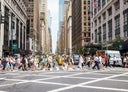 Pedestrians on zebra crossing, New York City