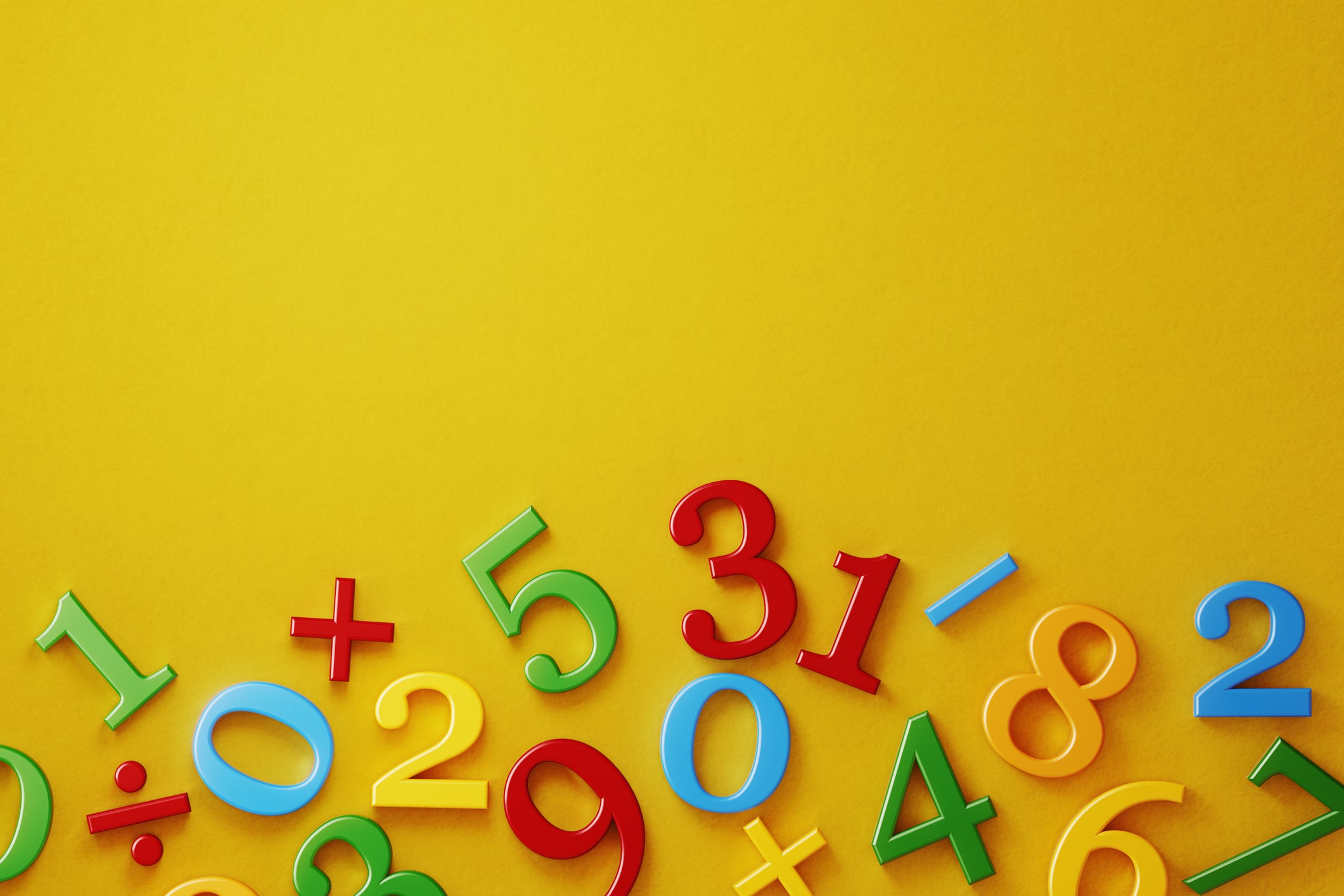 Colorful Numbers On Yellow Background