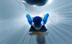 Skeleton sport. Bobsled. Luge. The athlete descends on a sleigh on an ice track. Olympic winter sports.