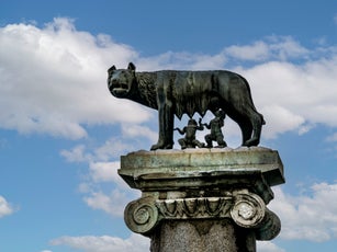 The statue of Romulus and Remus on the Capitoline Hill of Rome.