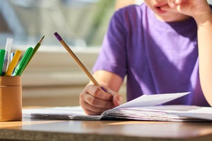 Boy studying at home