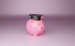 Piggy bank student loan concept ,3d render