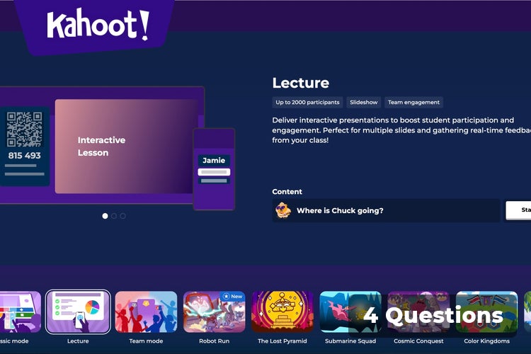 Lecture mode in 1, 2, 3 ... - Kahoot! Quiz