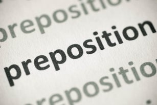 word preposition printed on paper macro