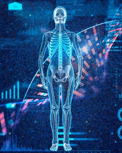 Human bone full body with genomic DNA molecular structure and data