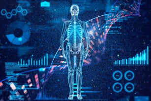 Human bone full body with genomic DNA molecular structure and data