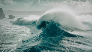 Big wave in Nazaré, Portugal. Drone photography