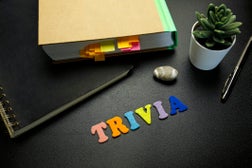 trivia word made with colorful felt letters