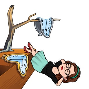 Teacher in Dali surreal time landscape