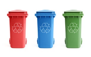 Three recycle bins