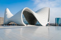 Heydar Aliyev Center architecture, the popular landmark for tourists in Baku, Azerbaijan