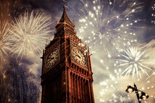 New Year in the city - Big Ben with fireworks