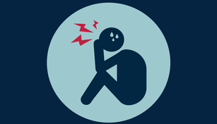 An illustration of a person holding their head with their hands.