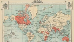Old chromolithograph map of the British Empire through the World