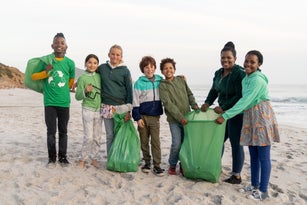 Group of children on a beach clean