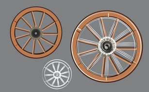 Three wooden carts wheel
