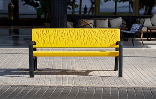 City yellow bench with nobody