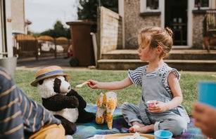 people sharing toys