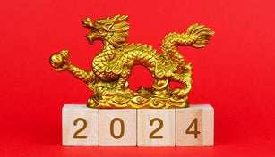 2024 Number on Wood Block Year of the Dragon Concept