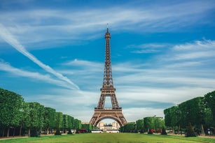 Sunny Day at Champ de Mars with Eiffel Tower, Paris, France