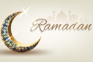 Ramadan Kareem with crescent moon gold luxurious crescent,template islamic ornate  element for greeting card,Vector 3D style
