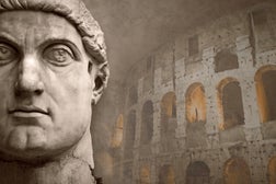 Face of the Emperor Constantine and Coliseum