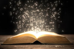 Book and glowing letters