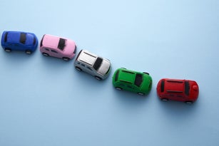 colorful toy car in arow -traffic jam