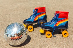 1970s Roller Skates and Disco Ball