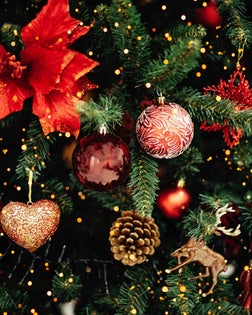 Closeup of Decorated Christmas tree