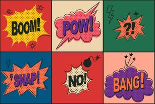 Speech bubbles set. Comic text sound effect. Banner, poster, sticker concept