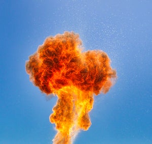flames and fire from gasoline explosion