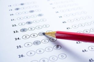 Answer sheets with Pencil drawing fill to select choice : education concept