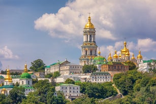 View on Kyiv Pechersk Lavra,  Great Lavra Belltower and Related Monastic Buildings, Kyiv. Ukraine