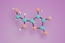 3d Illustration molecule with atoms on a isolated background with copy space