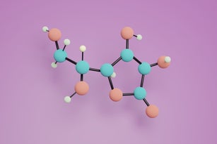 3d Illustration molecule with atoms on a isolated background with copy space