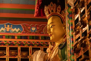 Big Tibetan Buddha statue in Khumjung monastery, Nepal.