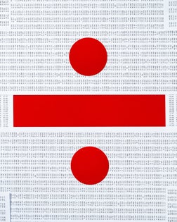 Division Sign Made of Data Sheets Pile