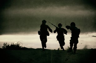 Vintage Photo Of WWII Action Silhouette - Wet Plate Effect
