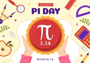 World Pi Day Illustration with Mathematical Constants, Greek Letters or Baked Sweet Pie for Landing Page in Hand Drawn Cartoon Symbol Templates