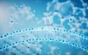 Cell membrane with blue background, 3d rendering.
