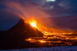The eruption site of Geldingadalir in Fagradalsfjall mountain on Reykjanes in Iceland