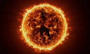 Sun Close-up Showing Solar Surface Activity and Corona