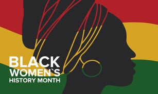 Black Women's History Month annual celebrated in April. International holiday in honor of the achievements of black women with roots in Africa of the past, future and present. Black woman silhouette