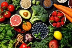 Healthy food. Healthy eating background. Fruit, vegetable, berry.  Vegetarian eating. Superfood