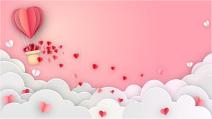 illustration Valentine's Day background by Pink color papercutting Style