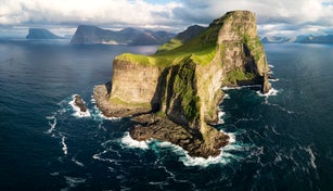Aerial view of cliffs, Kalsoy island, Faroe Islands