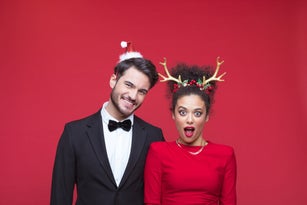 Happy couple celebrating xmas