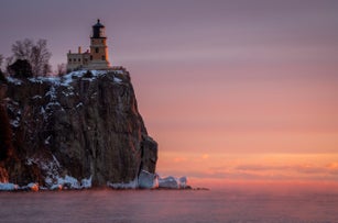 Split Rock Lighthouse on the shores of Lake Superior at Two Harbors, United States