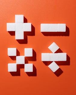Math Symbols of Sugar Cubes, Sugar Calculation Concept